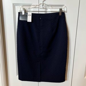 NWT Banana Republic navy Swiss dot pencil skirt.